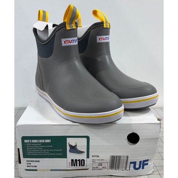 Xtratuf Other - Xtratuf Men’s Ankle Deck Boots Gray/Yellow Sz. 10 Waterproof Non-Marking Sole